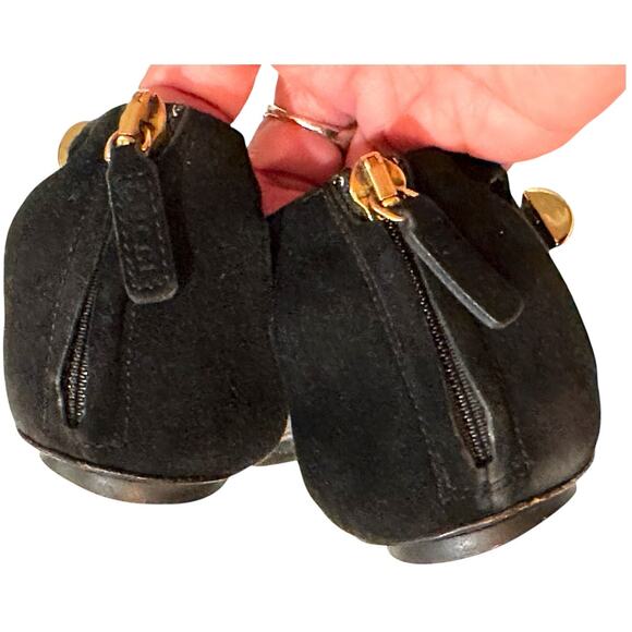 Gucci Coraline Nero Black Suede Thong T strap flats gold bamboo 2014 size 35.5 - Picture 15 of 15